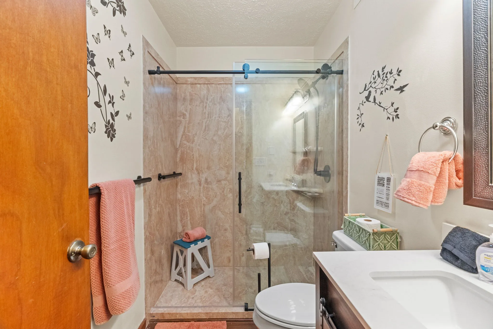 Downstairs bathroom with walk-in shower